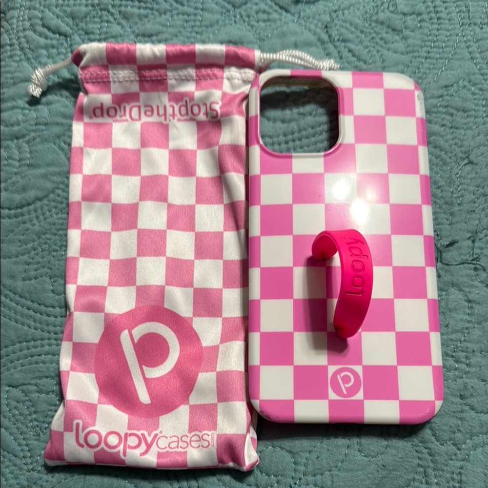 Loopy Case Pink and White Phone Case with Secure Grip